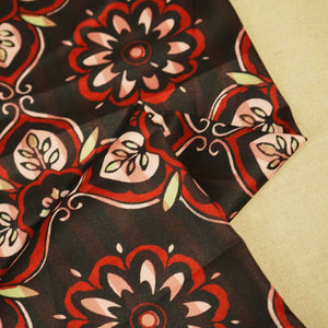 Black Floral Print Modal Satin Fabric MTF-26496