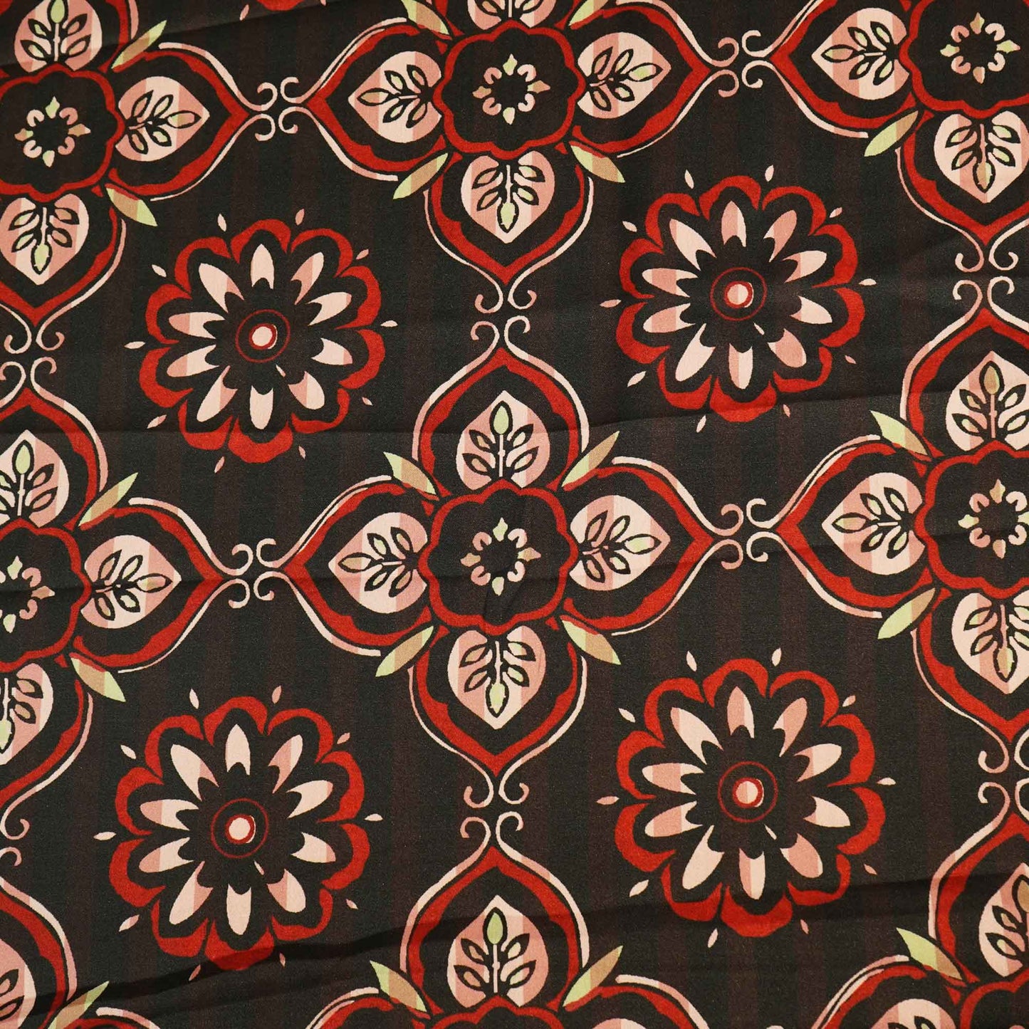 Black Floral Print Modal Satin Fabric MTF-26496