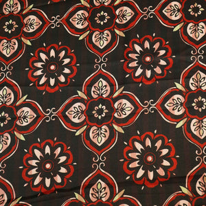 Black Floral Print Modal Satin Fabric MTF-26496