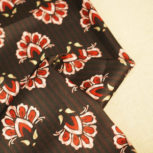 Black Floral Print Modal Satin Fabric MTF-26497