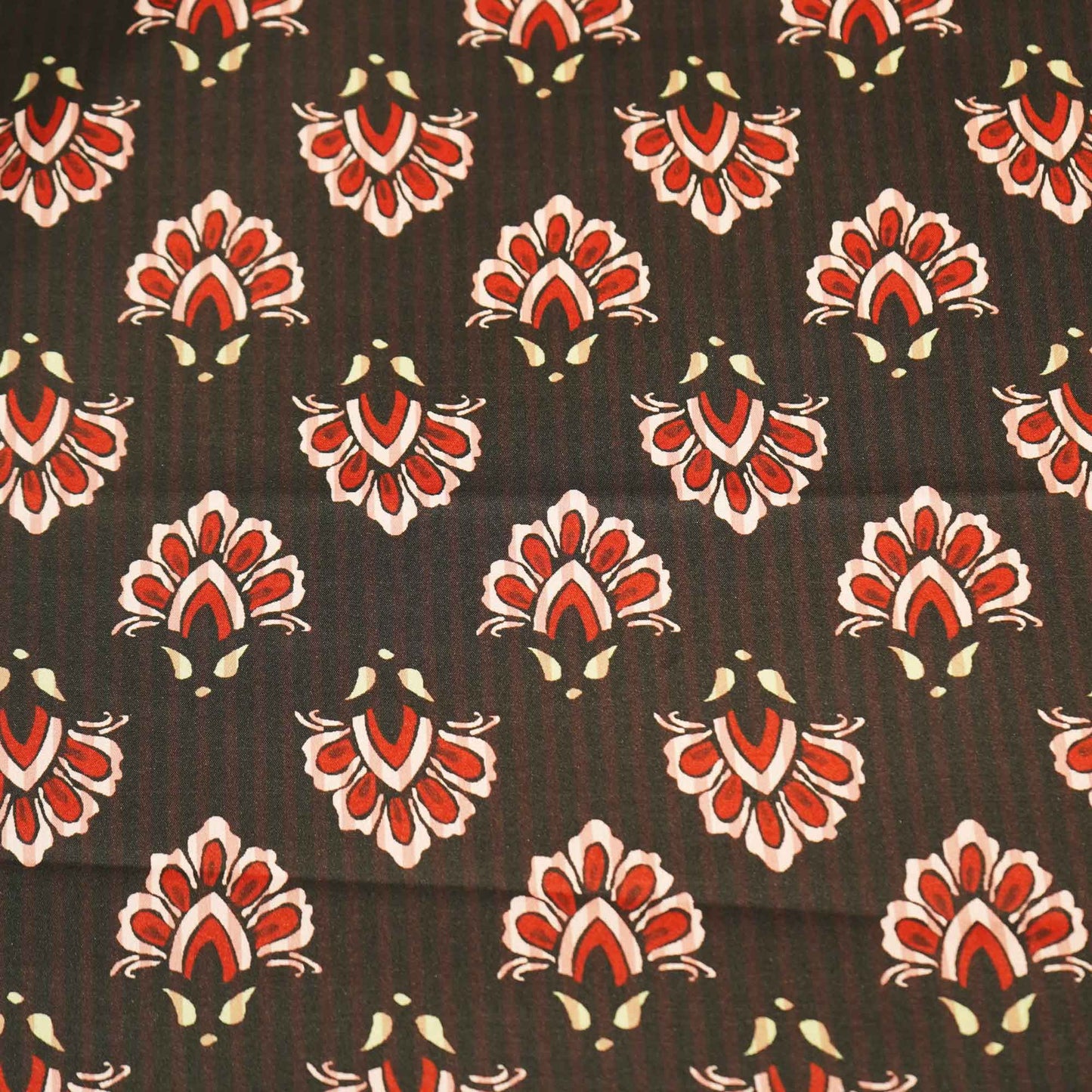 Black Floral Print Modal Satin Fabric MTF-26497