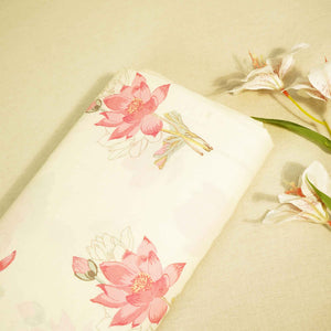 Cream Floral Print Cotton Fabric MTF-26498