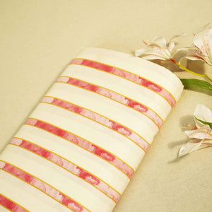 Cream Stripes Print Cotton Fabric MTF-26499