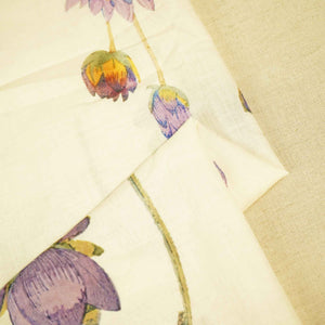 Cream & Purple Floral Print Cotton Fabric MTF-26500