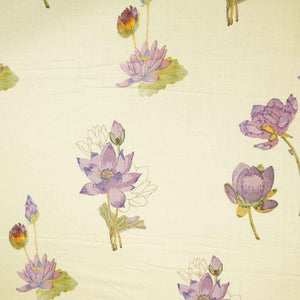 Cream & Purple Floral Print Cotton Fabric MTF-26500
