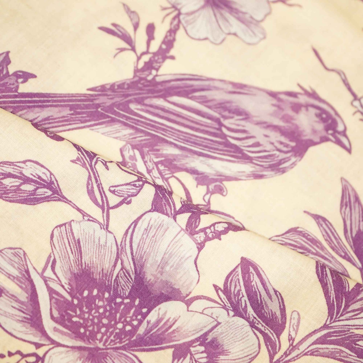 Peach & Purple Floral Print Cotton Fabric MTF-26502