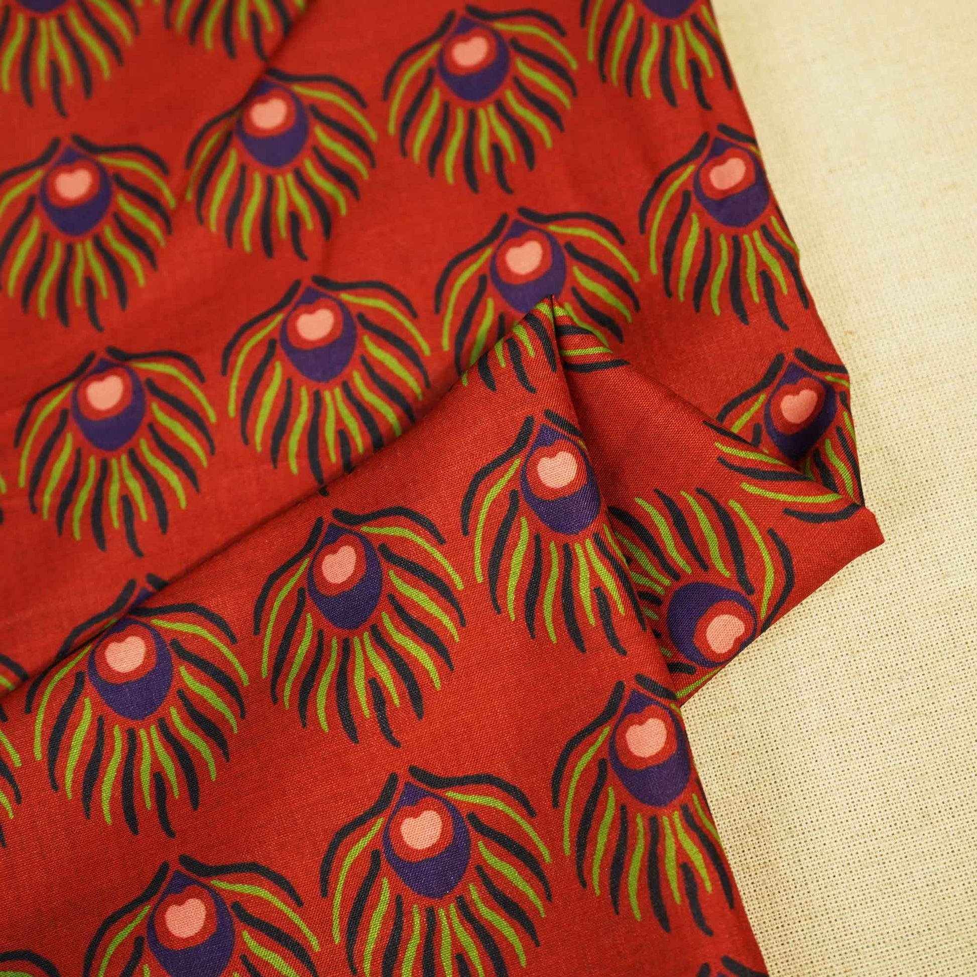 Red Abstract Print Muslin Fabric MTF-26504