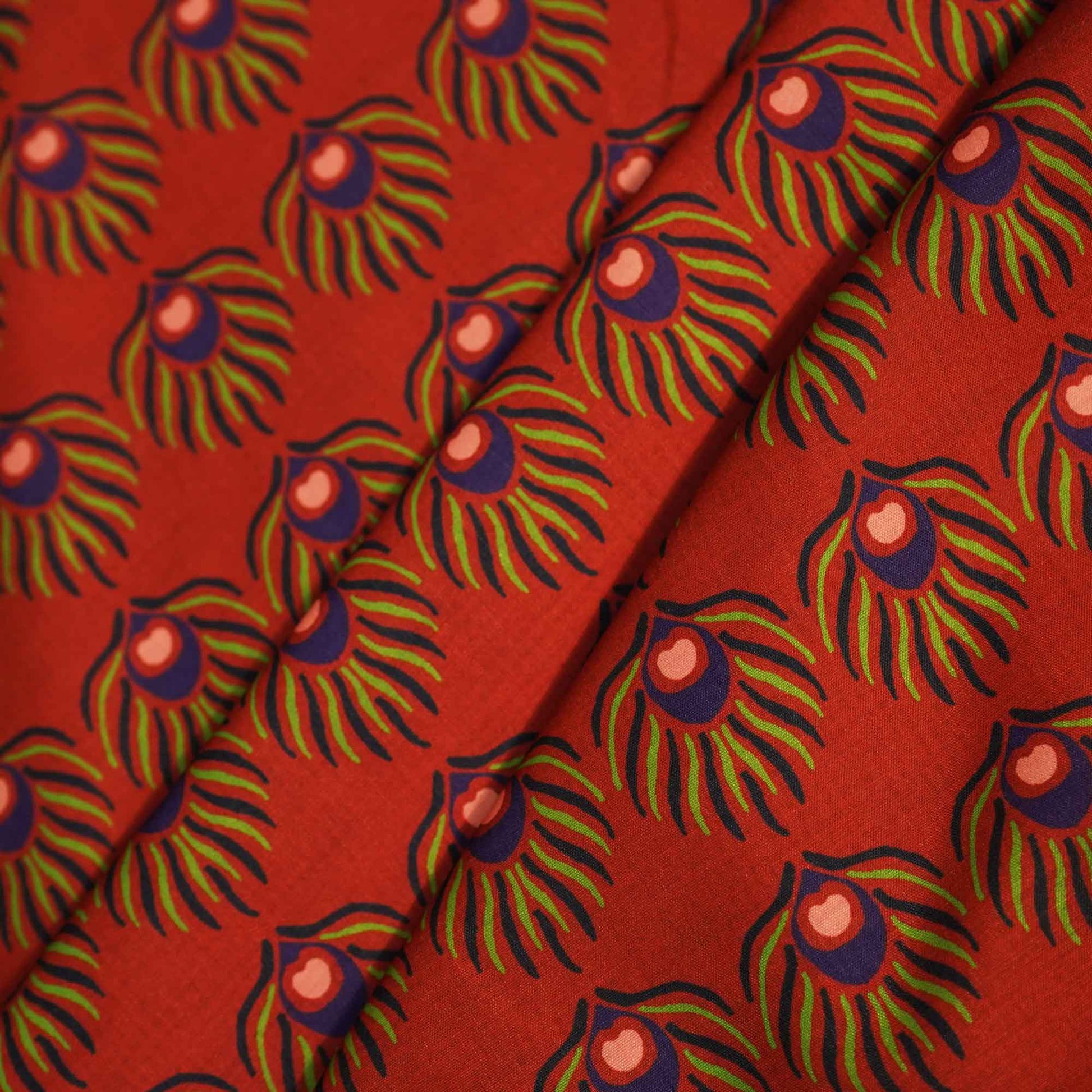 Red Abstract Print Muslin Fabric MTF-26504