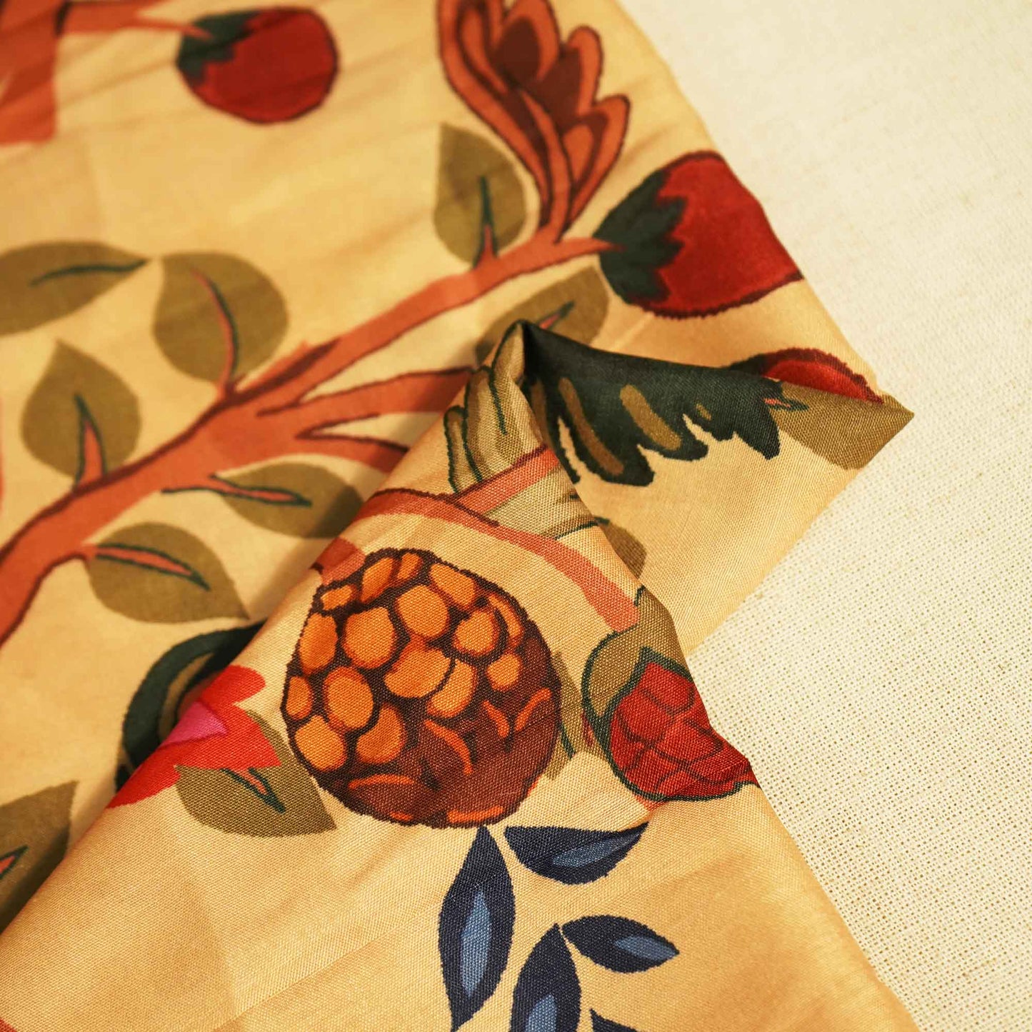 Dark Cream Floral Print Muslin Fabric MTF-26507