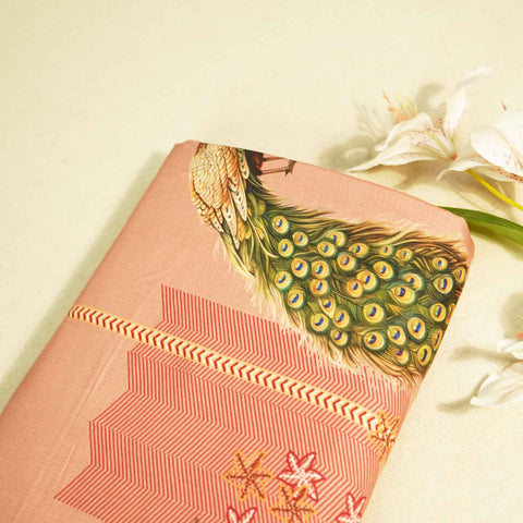 Light Brown Bird Print Muslin Fabric MTF-26511