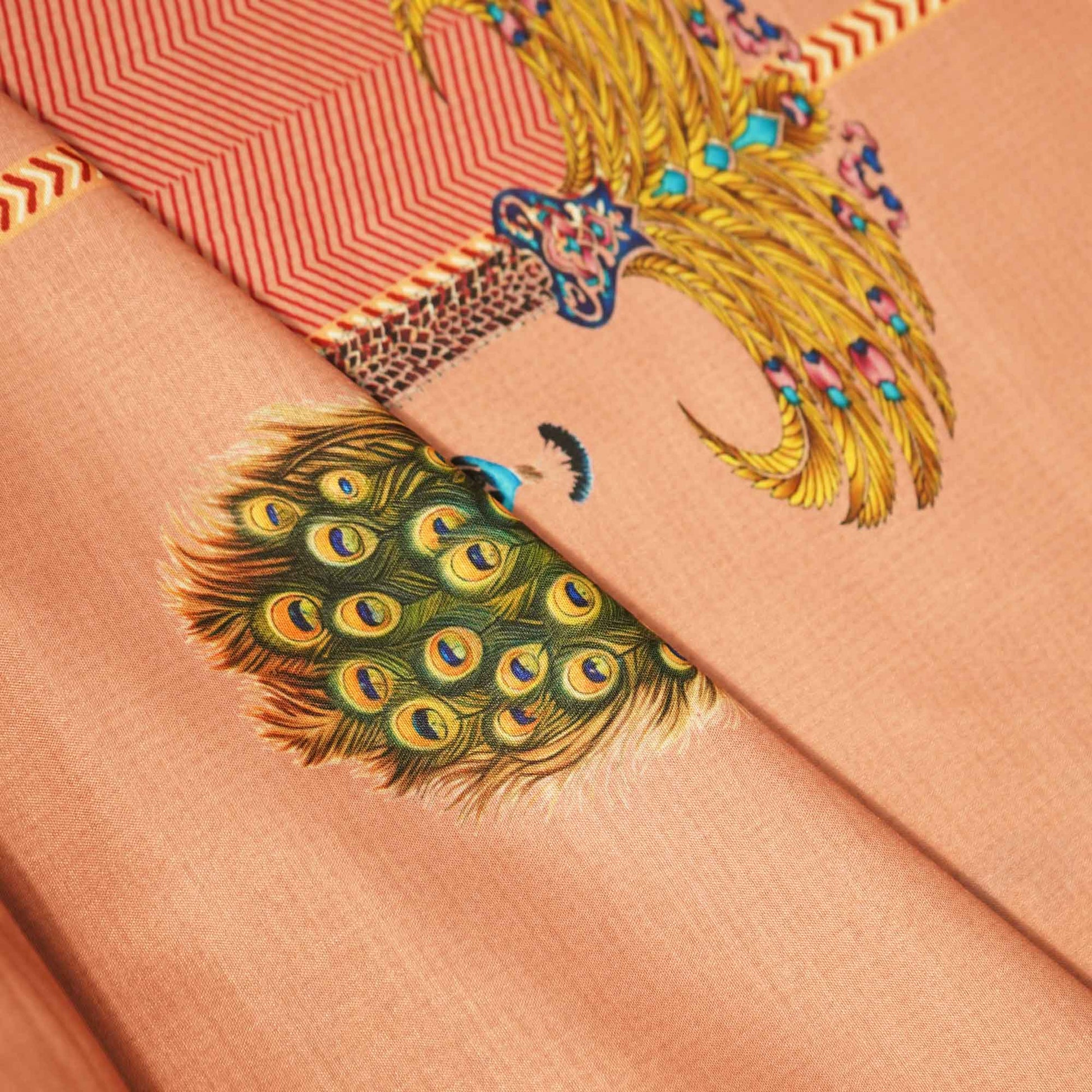 Light Brown Bird Print Muslin Fabric MTF-26511
