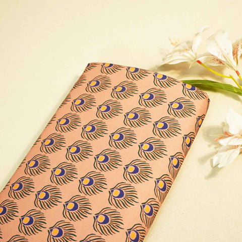 Light Brown Abstract Print Muslin Fabric MTF-26512