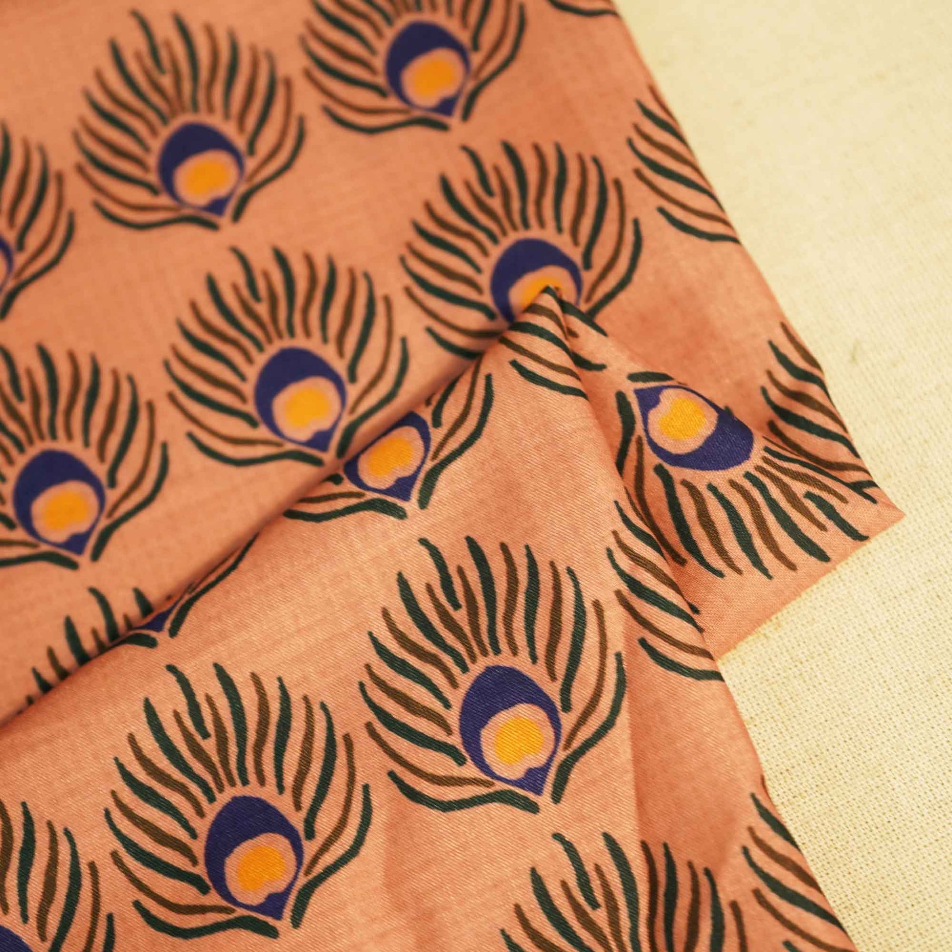 Light Brown Abstract Print Muslin Fabric MTF-26512