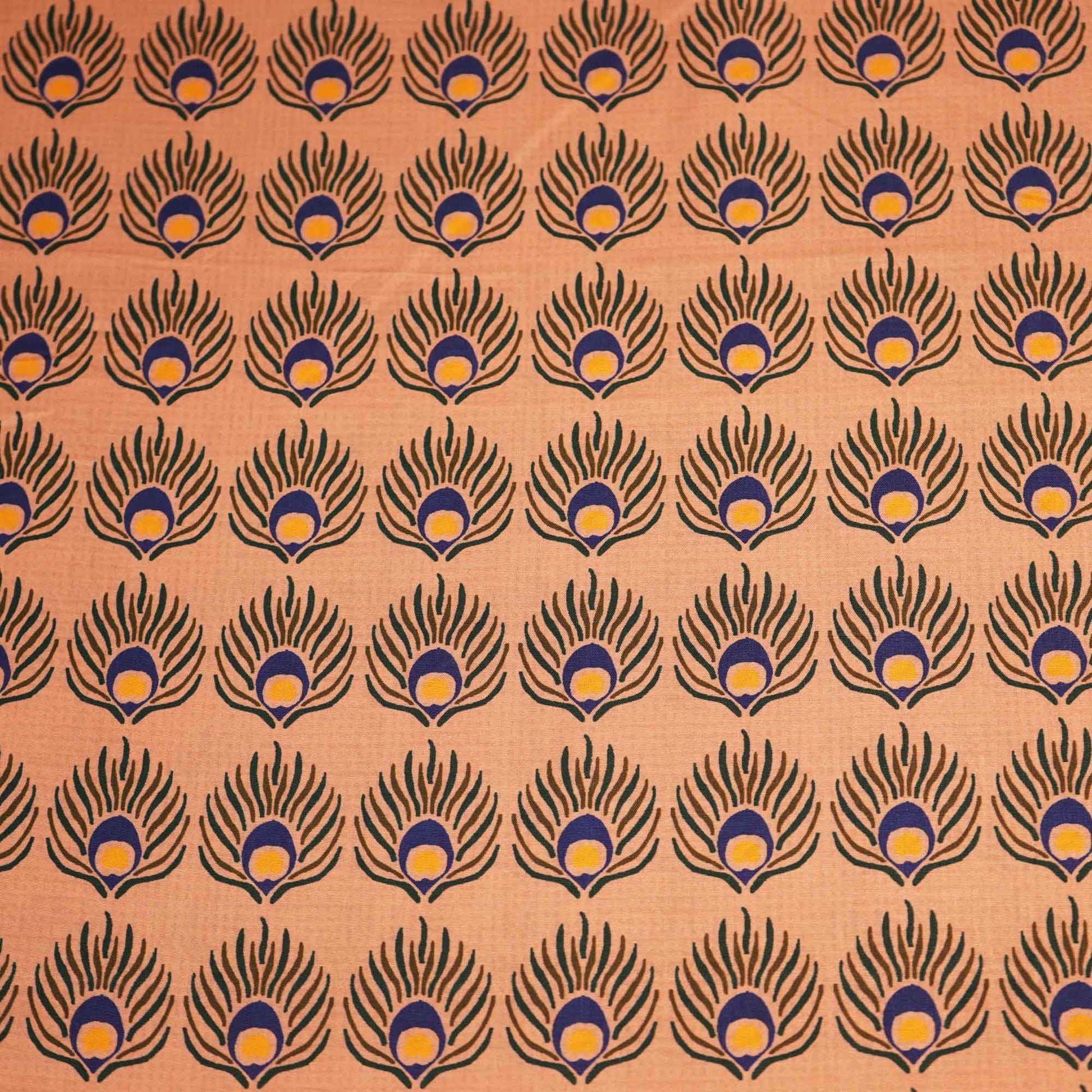 Light Brown Abstract Print Muslin Fabric MTF-26512