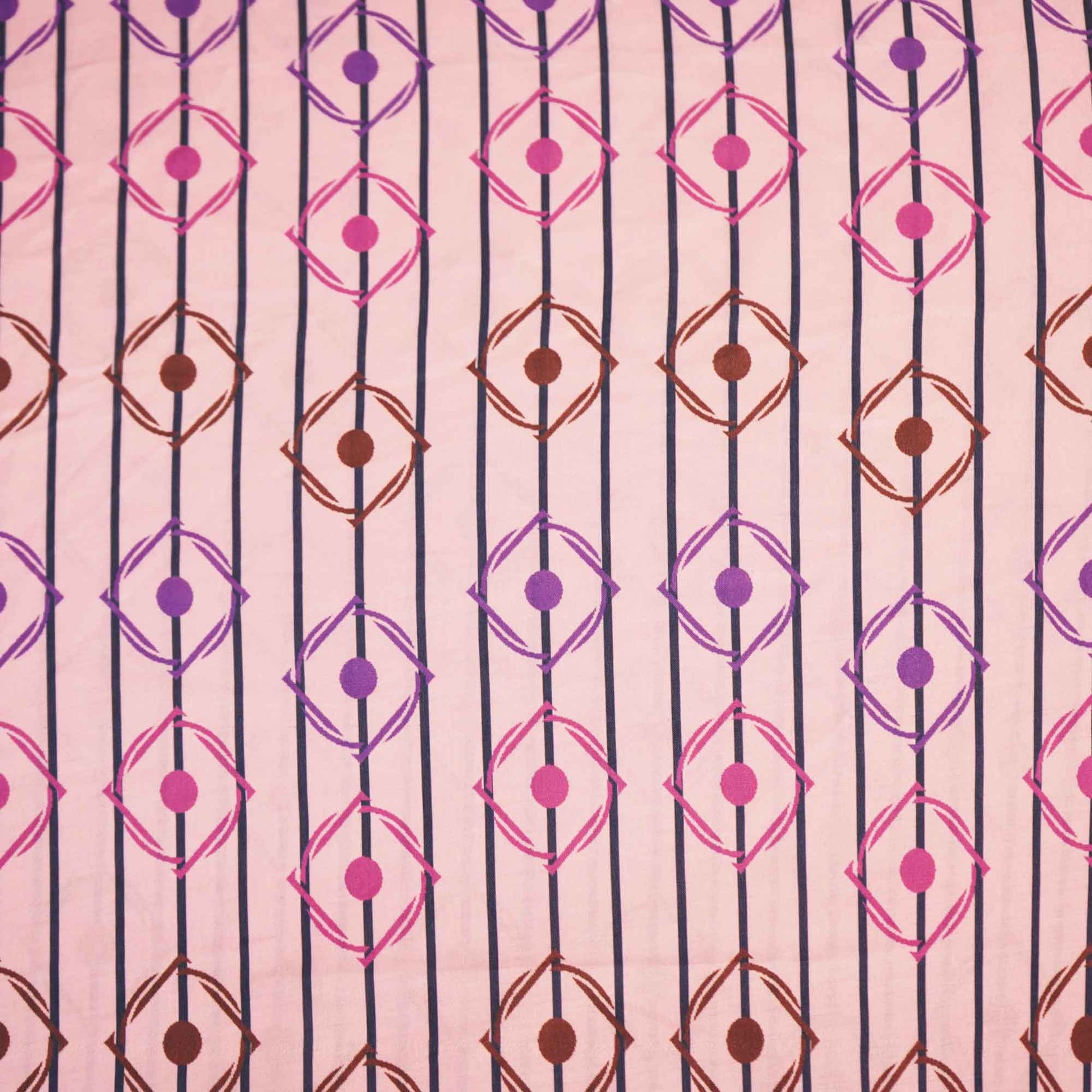 Pink Multicolor Stripes Print Muslin Fabric MTF-26514