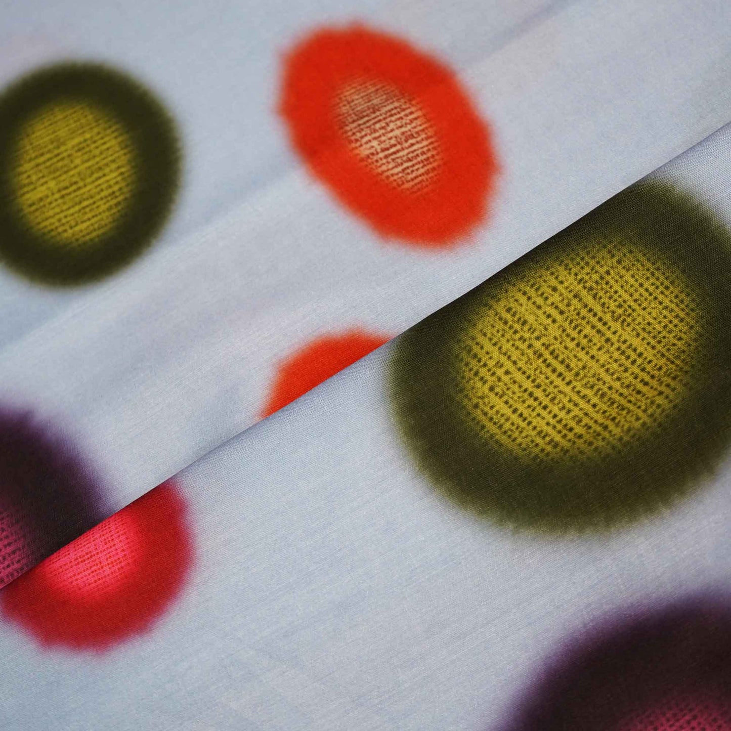 Powder Blue Multicolor Polka Dot Print Muslin Fabric MTF-26515