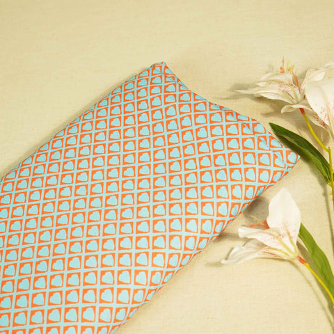 Blue Geometrical Print Muslin Fabric MTF-26517