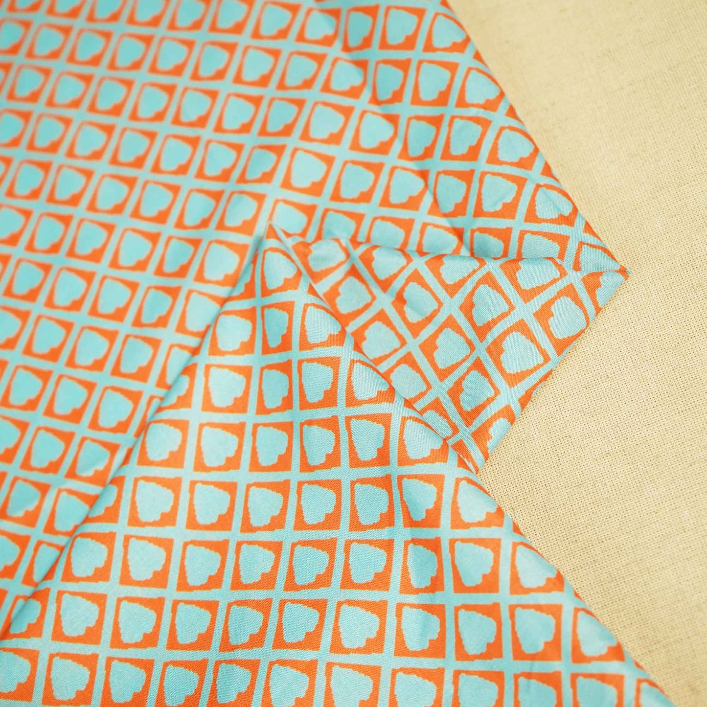 Blue Geometrical Print Muslin Fabric MTF-26517