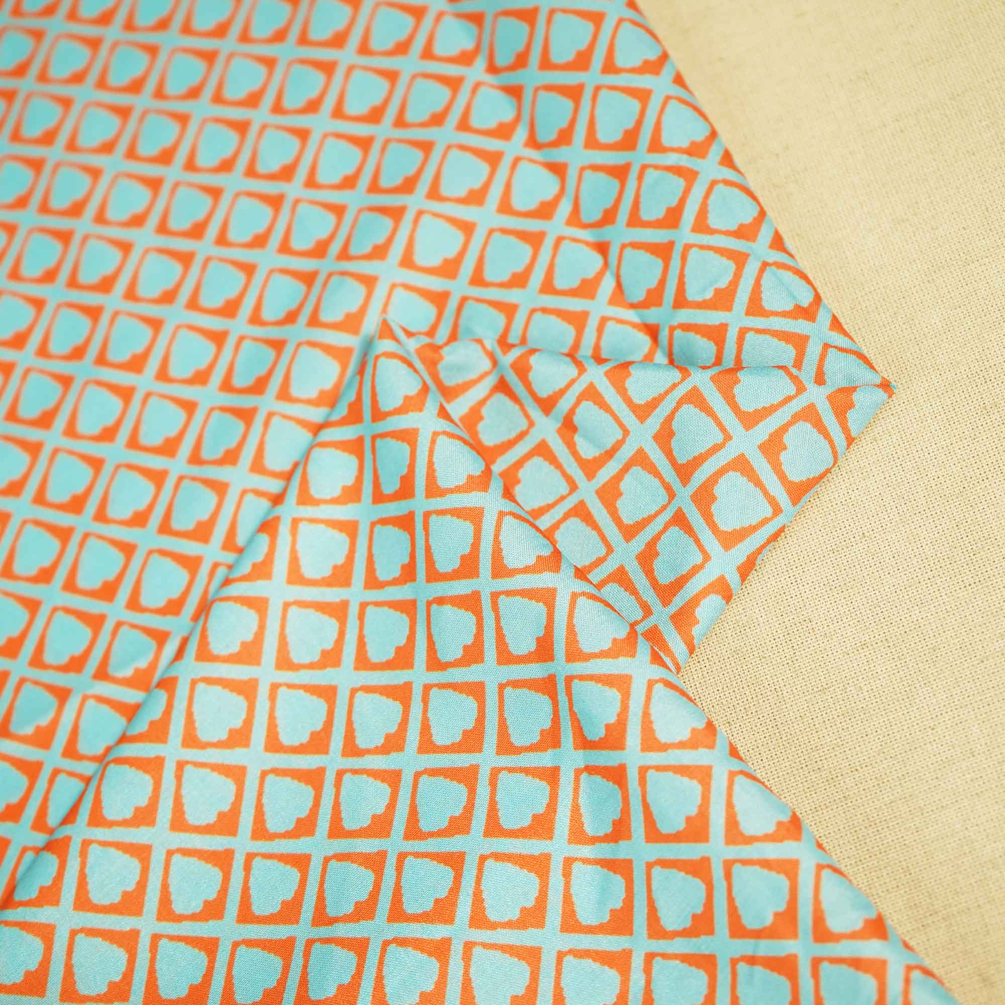 Blue Geometrical Print Muslin Fabric MTF-26517