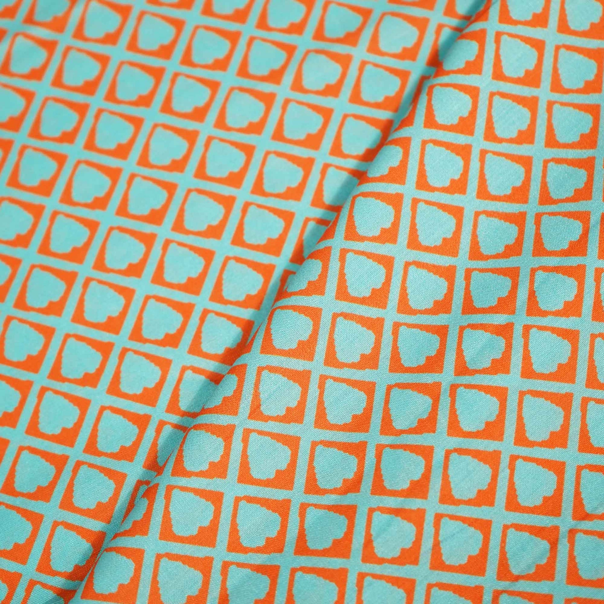 Blue Geometrical Print Muslin Fabric MTF-26517