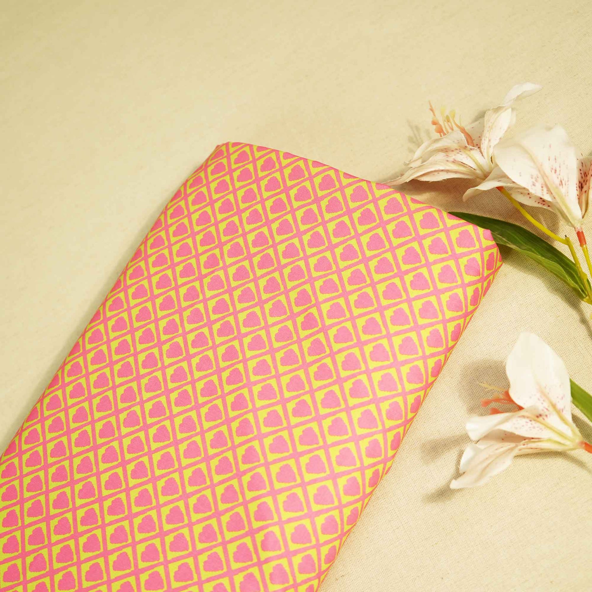 Magenta Geometrical Print Muslin Fabric MTF-26518