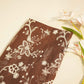 Dark Brown Floral Hakoba Embroidery Cotton Fabric CF-26523