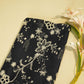 Navy Blue Floral Hakoba Embroidery Cotton Fabric CF-26525