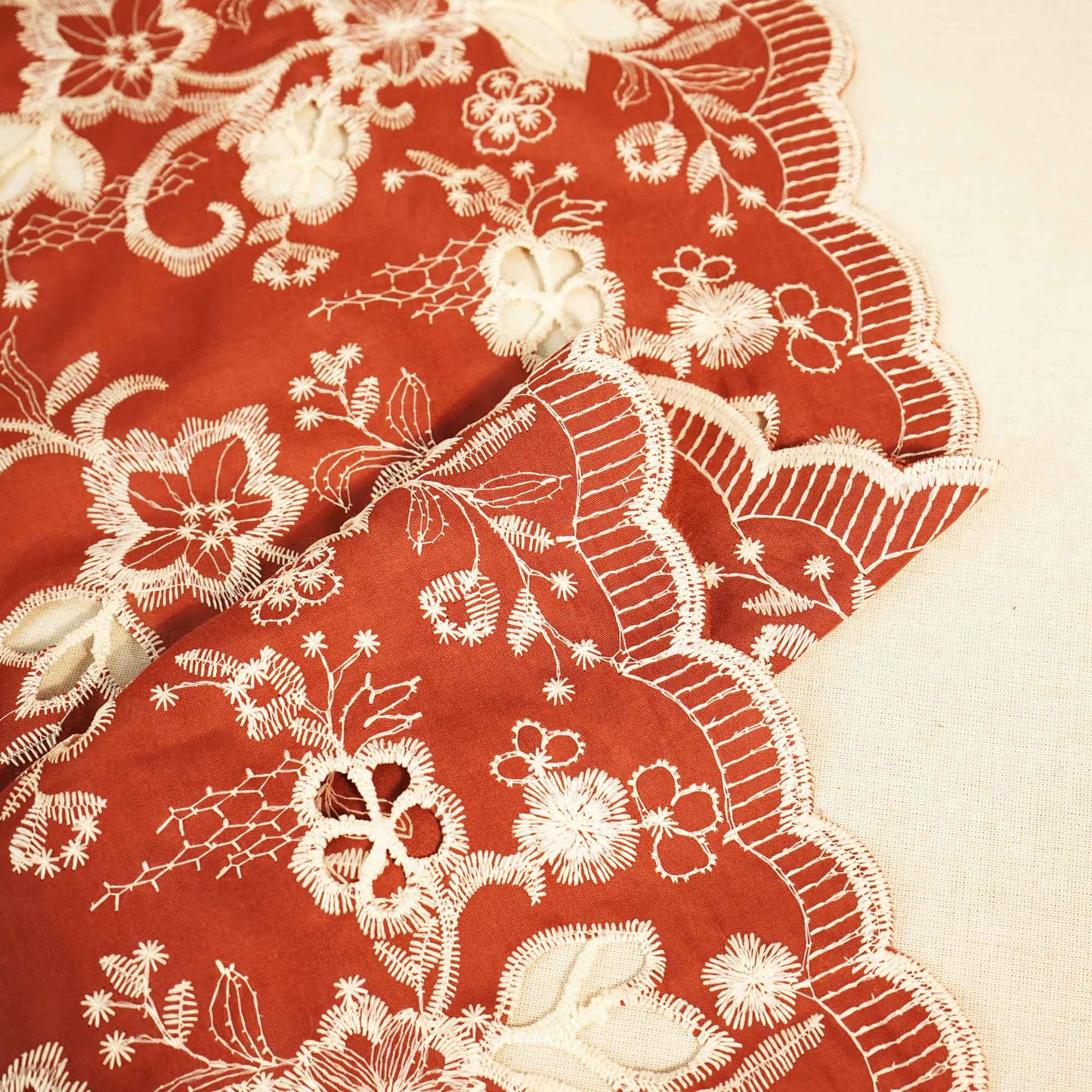 Maroon Floral Hakoba Embroidery Cotton Fabric CF-26526