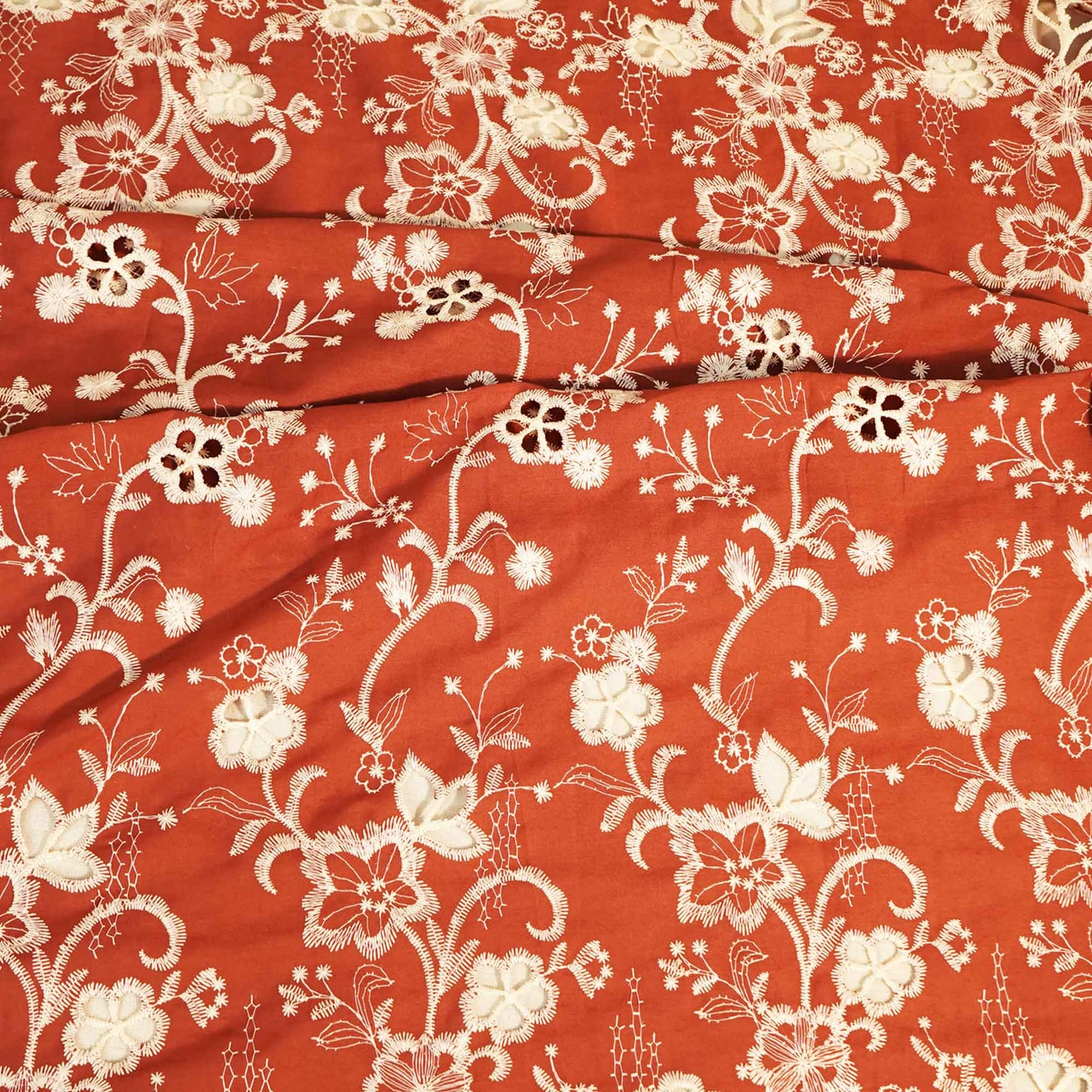 Maroon Floral Hakoba Embroidery Cotton Fabric CF-26526