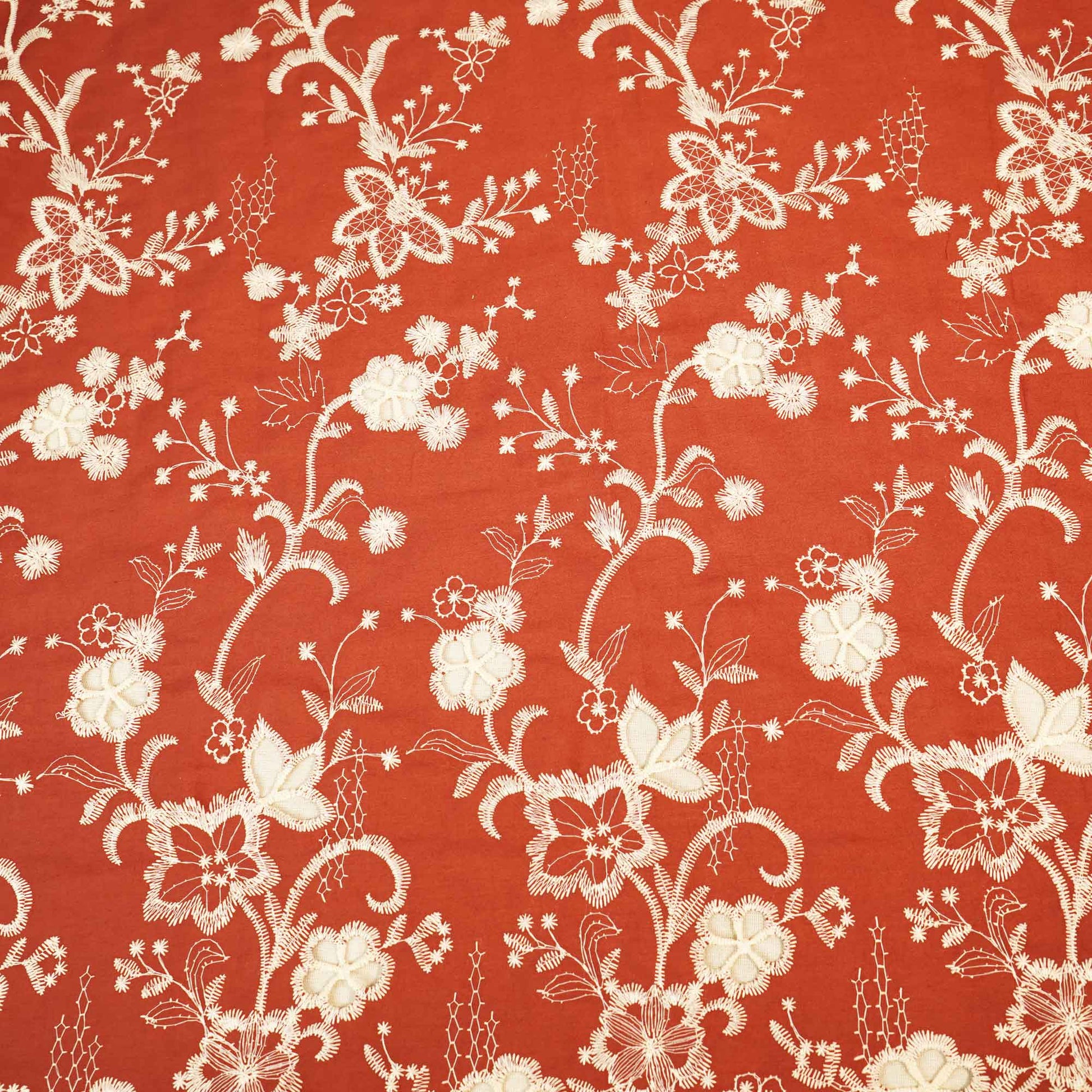 Maroon Floral Hakoba Embroidery Cotton Fabric CF-26526