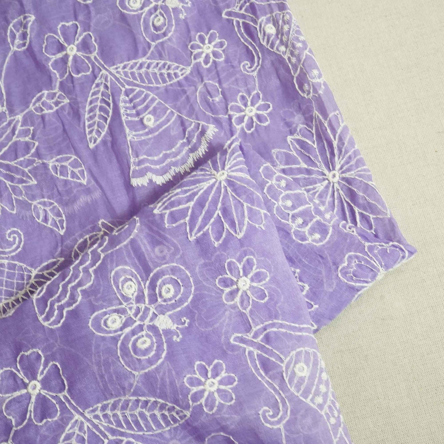 Purple Hakoba Embroidery Mul Chanderi fabric Chanderi Dyed Fabric WI-26539