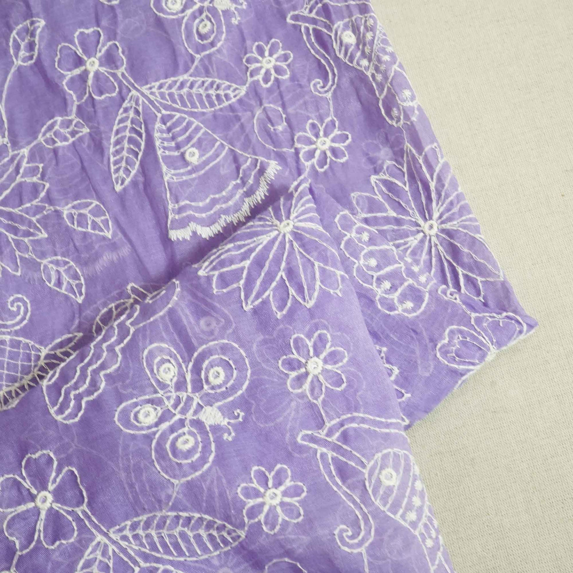 Purple Hakoba Embroidery Mul Chanderi fabric Chanderi Dyed Fabric WI-26539