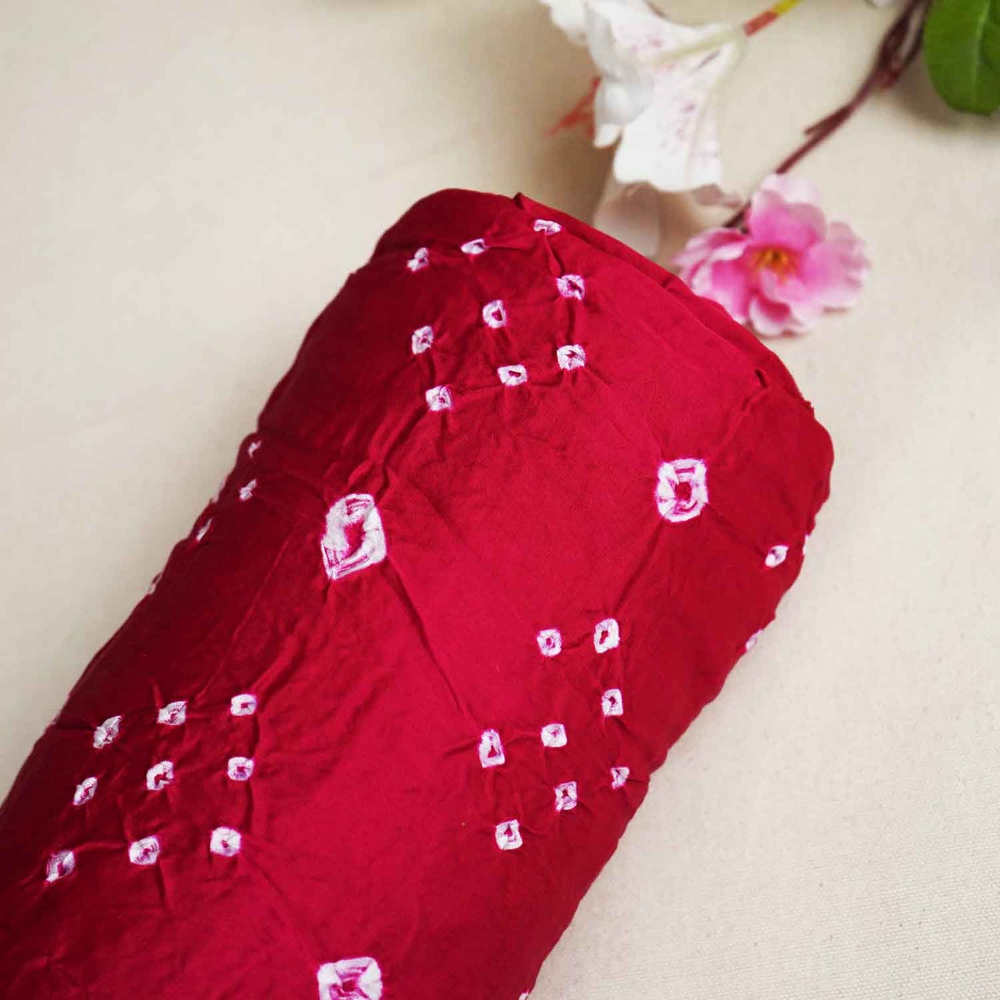 Magenta Bandhani Print Modal Silk Fabric SC-28268