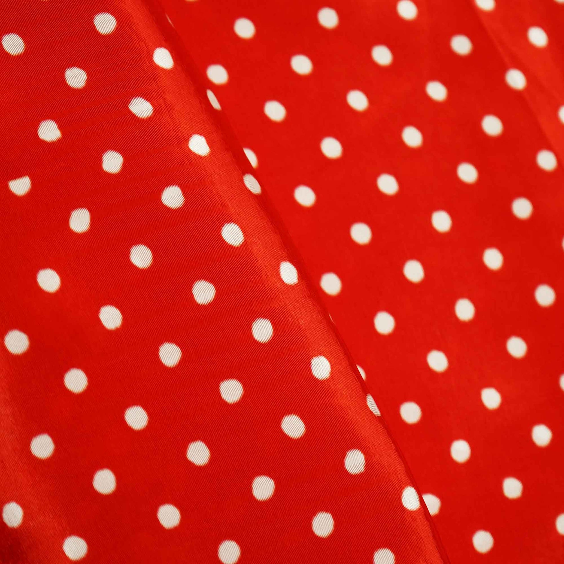Red Polka Dot Print Creap Fabric Print Creap MTF-26831