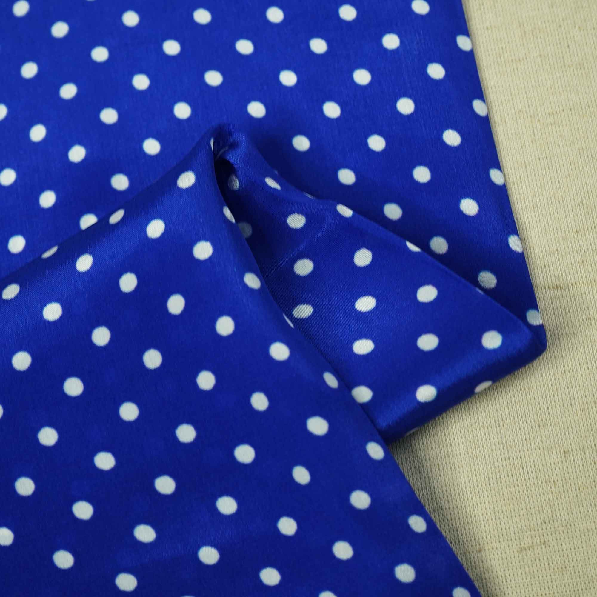 Royal Blue Dot Print Creap Fabric Print Creap MTF-26832