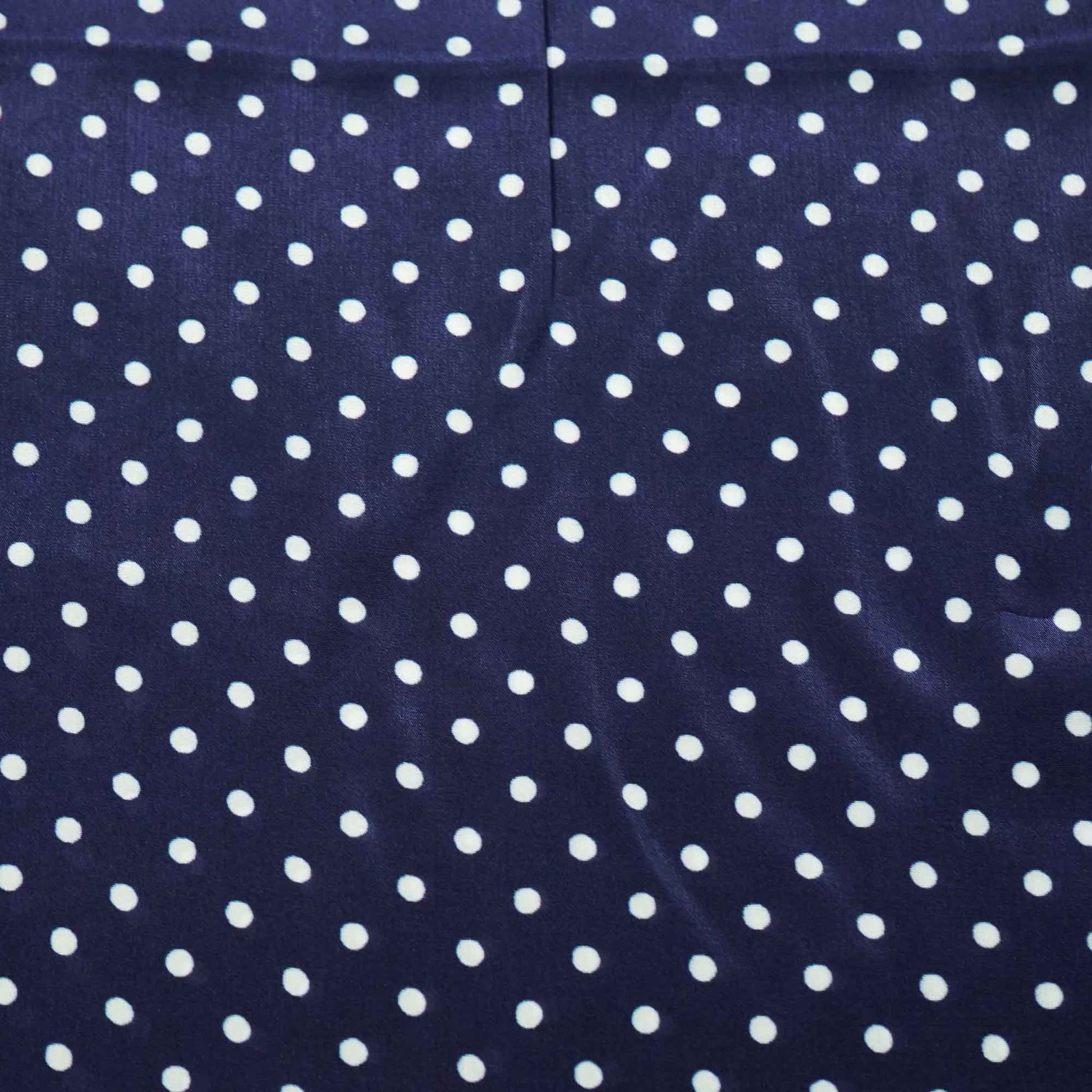 Navy Blue Dot Print Creap Fabric Print Creap MTF-26833