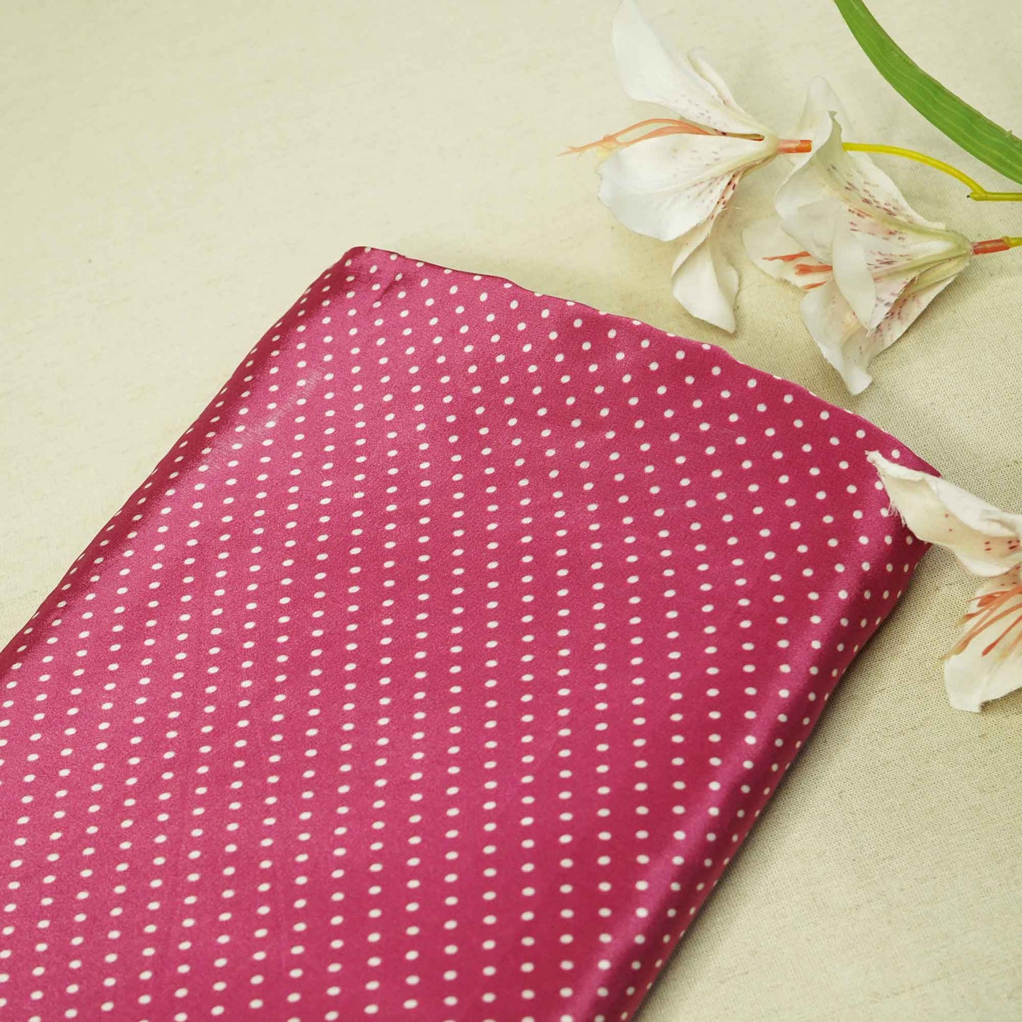 Pink Dot Print Creap Fabric Print Creap MTF-26837
