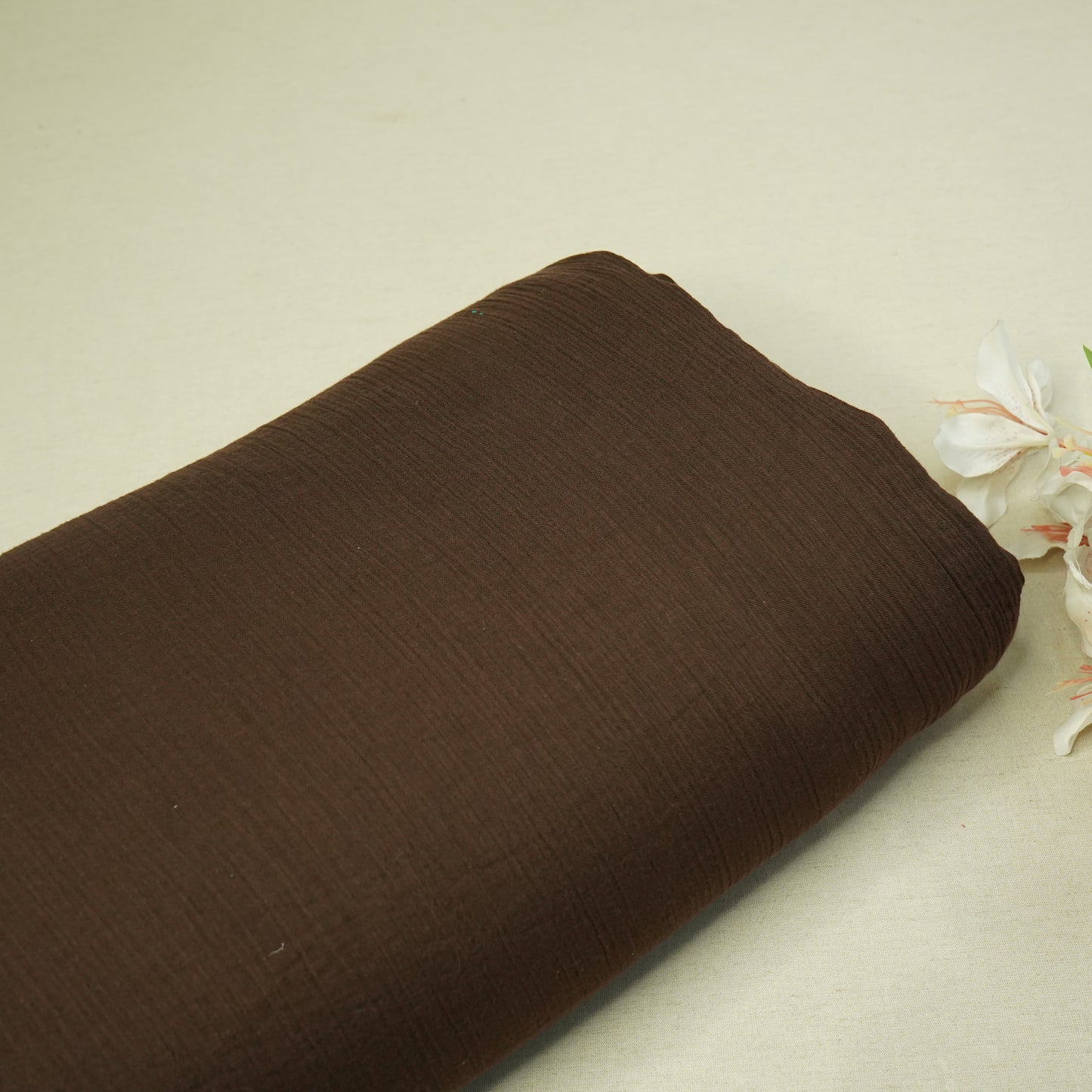 Brown Solid Double Cotton Fabric-SKE-26843