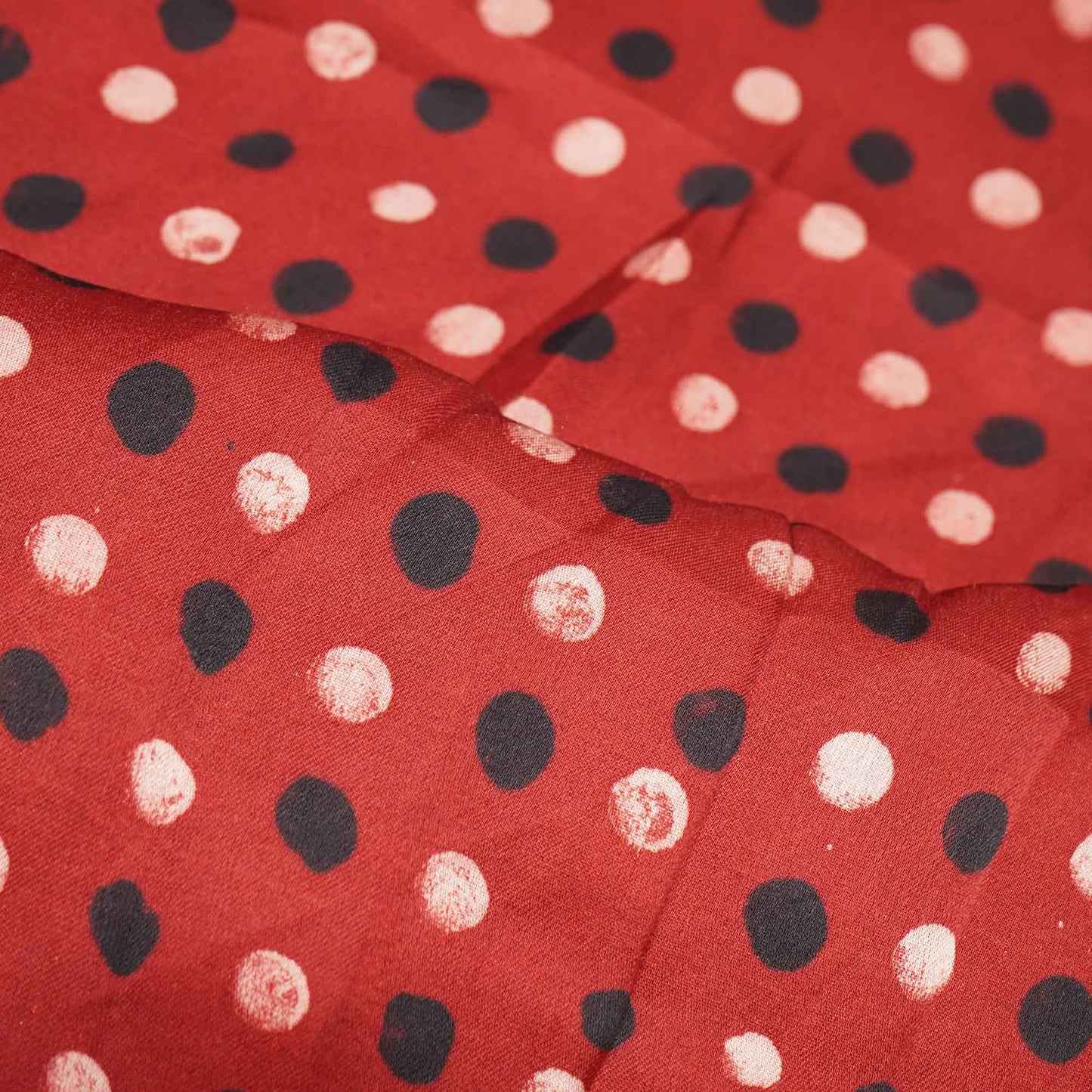 Red Polka Dot Modal Satin Fabric Modal Ajrakh IA-26852
