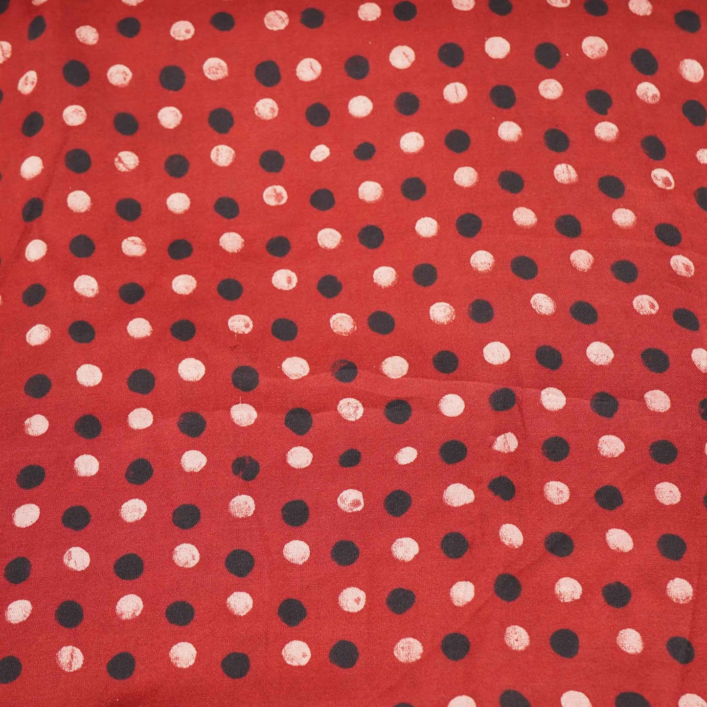 Red Polka Dot Modal Satin Fabric Modal Ajrakh IA-26852