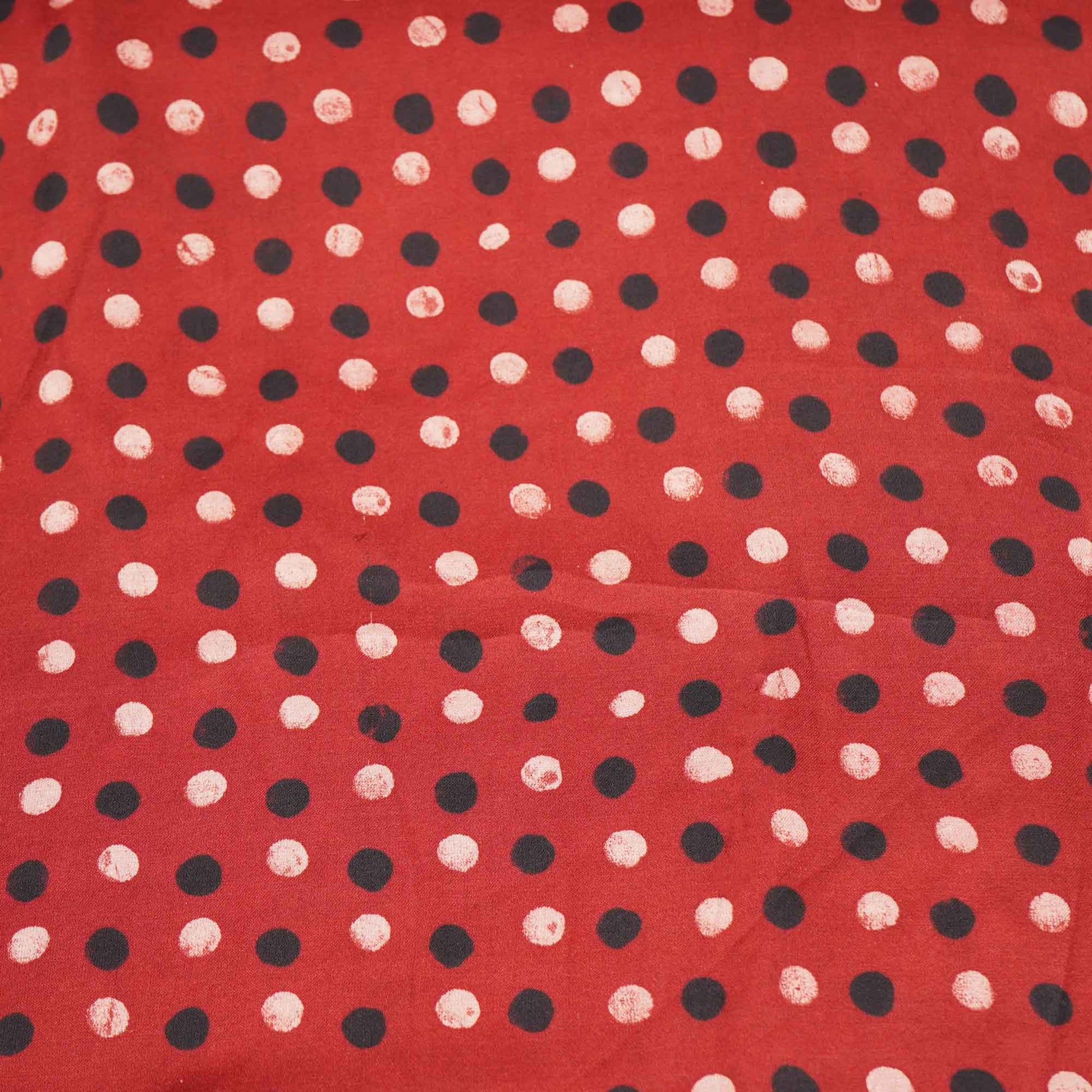 Red Polka Dot Modal Satin Fabric Modal Ajrakh IA-26852