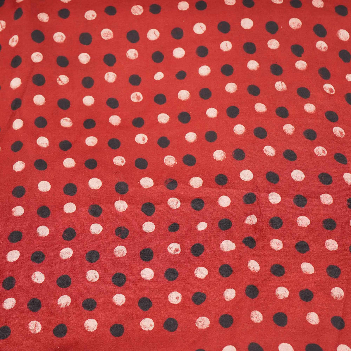 Red Polka Dot Modal Satin Fabric Modal Ajrakh IA-26852