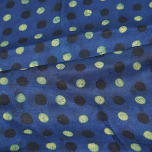 Blue Polka Dot Modal Satin Fabric Modal Ajrakh IA-26856