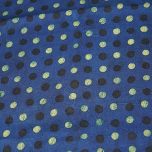 Blue Polka Dot Modal Satin Fabric Modal Ajrakh IA-26856