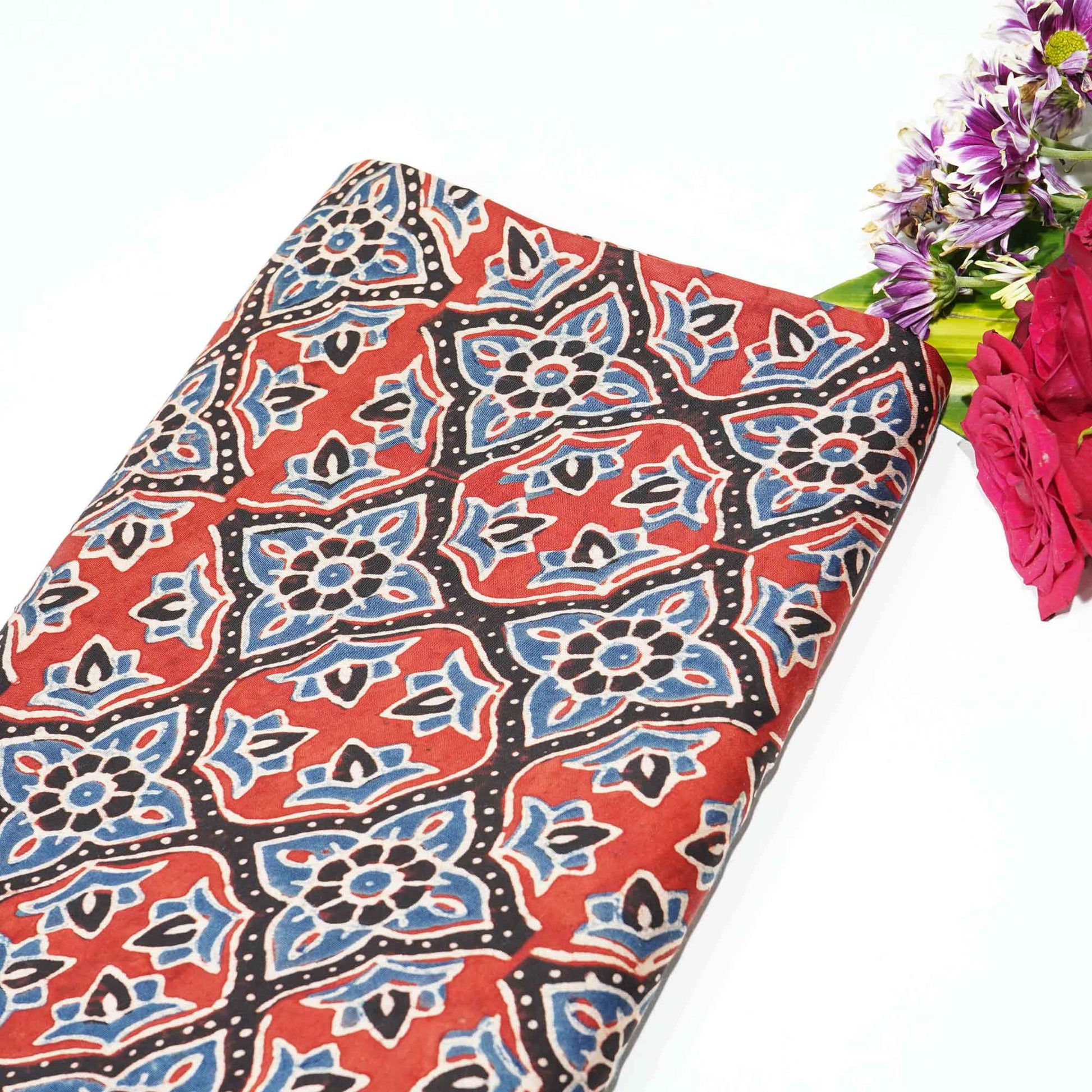 Red Ajrakh Modal Satin Modal Ajrakh IA-26858