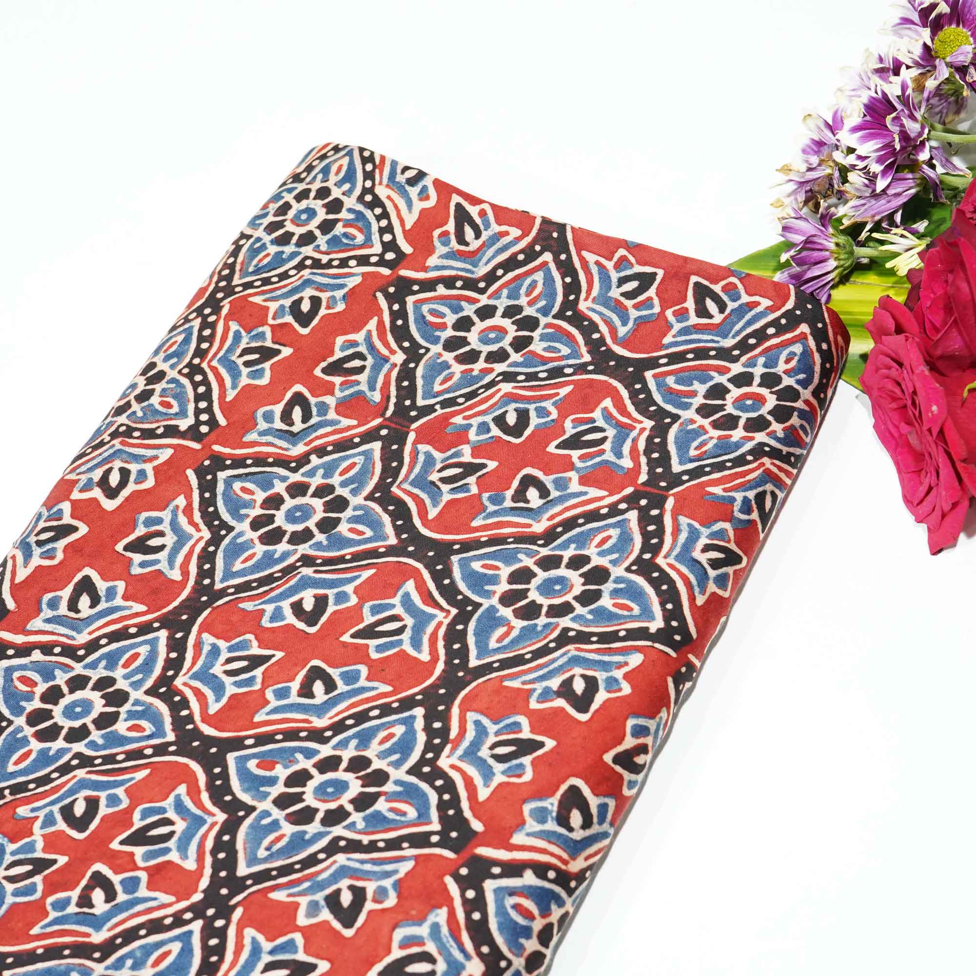 Red Ajrakh Modal Satin Modal Ajrakh IA-26858