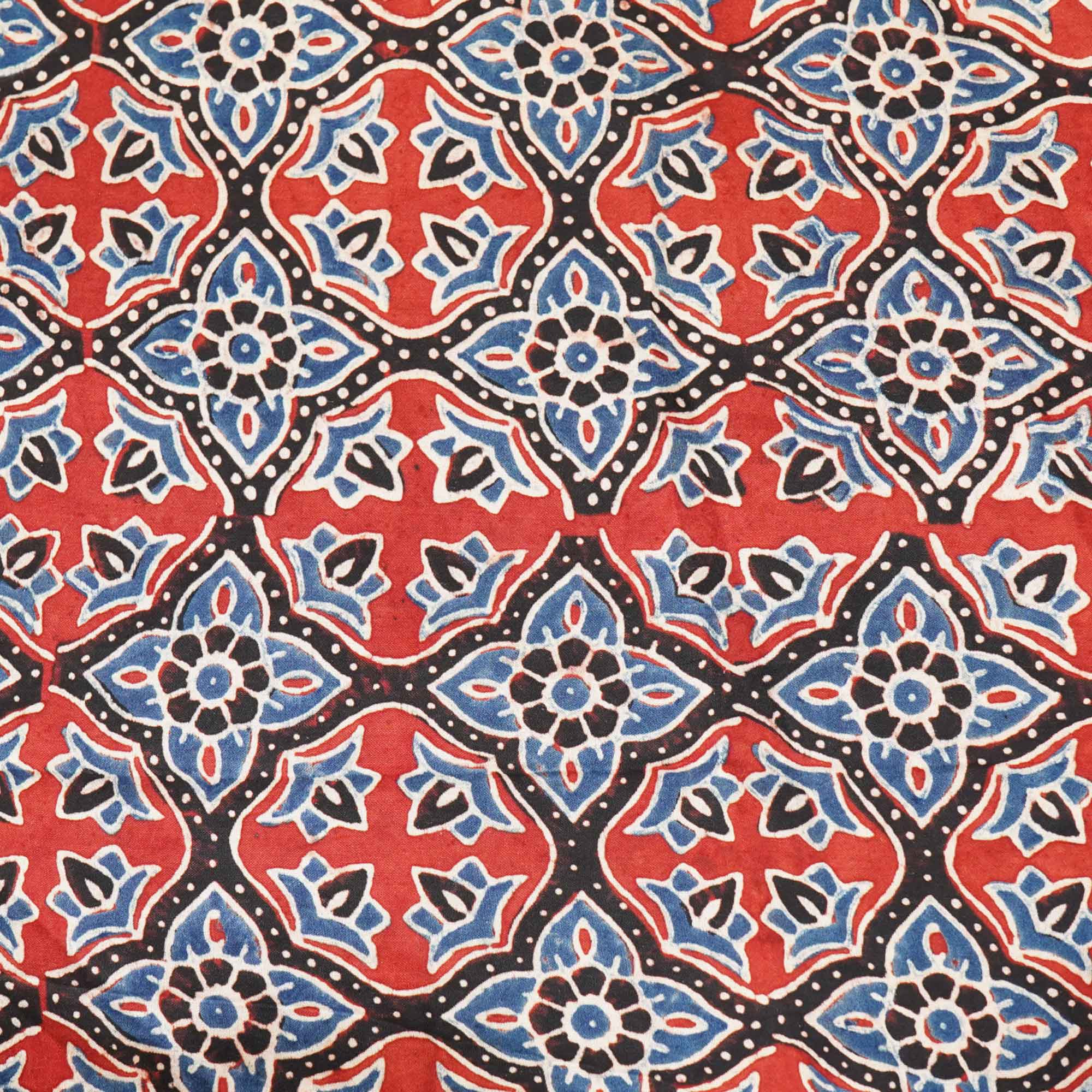 Red Ajrakh Modal Satin Modal Ajrakh IA-26858
