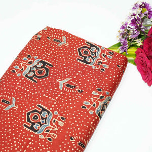 Red Ajrakh Modal Satin Modal Ajrakh IA-26866
