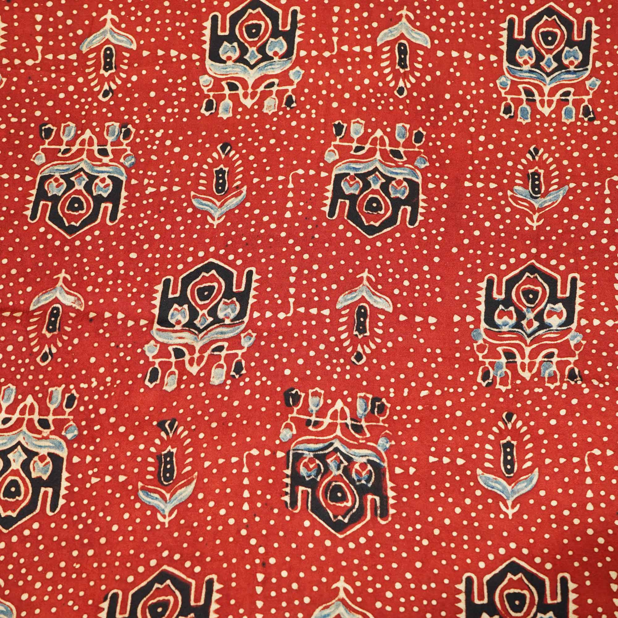 Red Ajrakh Modal Satin Modal Ajrakh IA-26866