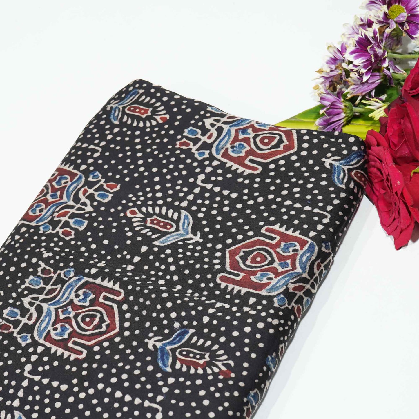 Black Ajrakh Modal Satin Modal Ajrakh IA-26872